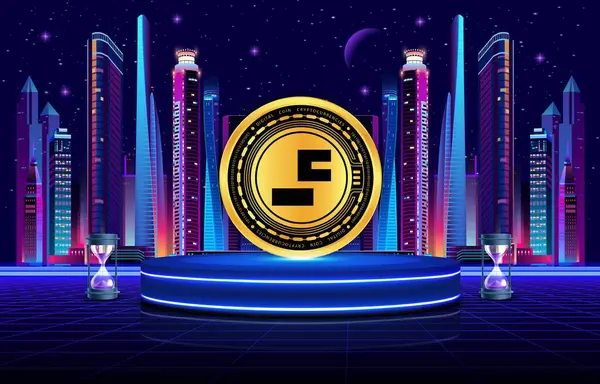 Dijital arkaplanda ilk dijital para şifreli para birimi resmi. 3d illüstrasyon.