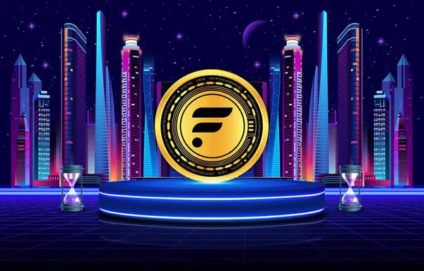 Dijital arkaplanda sanal para birimi görüntüsünü göster. 3d illüstrasyon.