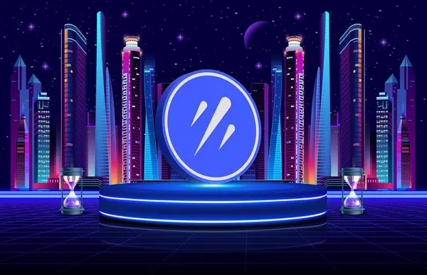 Dijital arkaplanda galxe-gal kripto para birimi resimleri. 3d illüstrasyon.