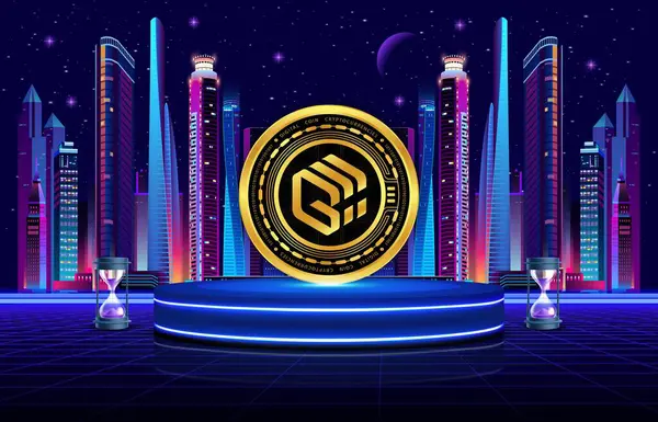 dijital arkaplanda gifto-gft sanal para birimi resimleri. 3d illüstrasyon.