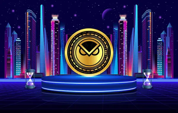 Dijital arkaplanda gnosis-gno şifreli para birimi resimleri. 3d illüstrasyon.