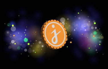 jascoin-jasmy şifreleme resimleri dijital arkaplanda. 3d illüstrasyon.