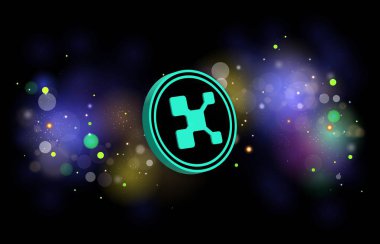 Kaito dijital arkaplanda sanal para birimi görüntüsü. 3d illüstrasyon.