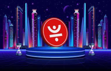 Dijital arkaplandaki kripto para birimi görüntüleri. 3d illüstrasyon.