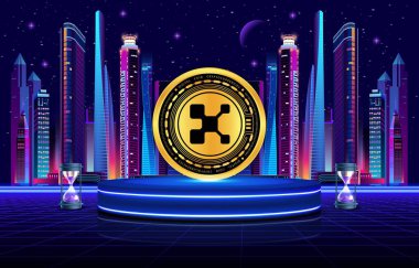 Kaito dijital arkaplanda sanal para birimi görüntüsü. 3d illüstrasyon.