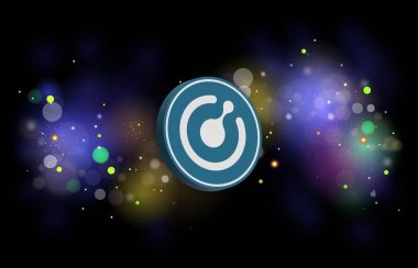 Dijital arkaplanda komodo-kmd şifreli para birimi resimleri. 3d illüstrasyon.