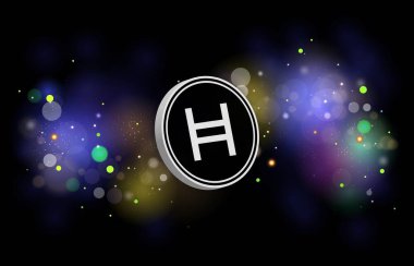Dijital arkaplanda hedera hashgraph-hbar şifreli para birimi resimleri. 3d illüstrasyon.