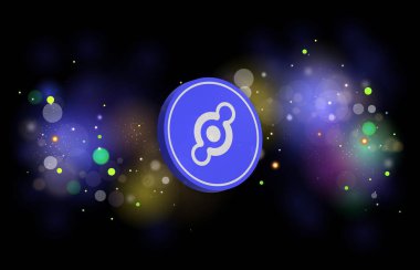 Dijital arkaplanda Helyum-hnt şifreli para birimi resimleri. 3d illüstrasyon.