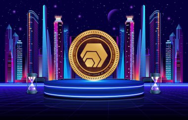 dijital arkaplanda sanal para birimi görüntüleri var. 3d illüstrasyon.