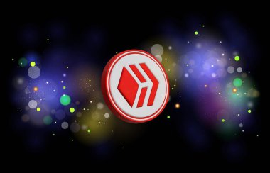 Dijital arkaplanda kripto para birimi görüntülerini göster. 3d illüstrasyon.