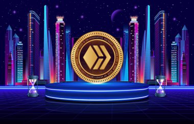 Dijital arkaplanda kripto para birimi görüntülerini göster. 3d illüstrasyon.