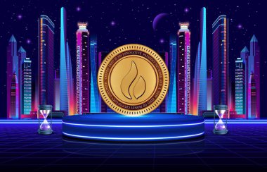 dijital arkaplanda huobi havuzu token-hpt şifreli para birimi resimleri. 3d illüstrasyon.