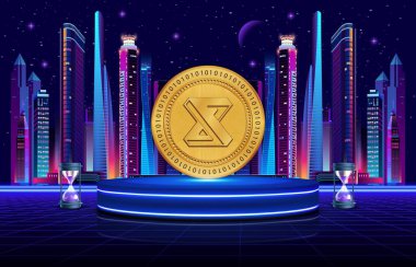 Dijital arkaplanda idex kripto para birimi resimleri. 3d illüstrasyon.