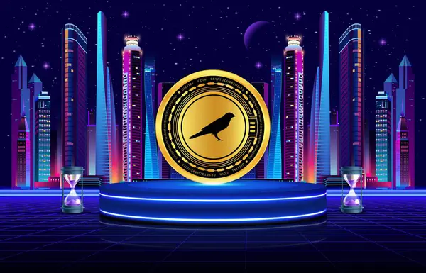 Dijital arkaplanda kusama-ksm şifreli para birimi resimleri. 3d illüstrasyon.