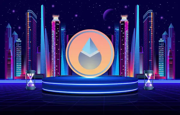 Dijital arkaplanda Lido Dao 'nun dijital para birimi resimleri. 3d illüstrasyon.