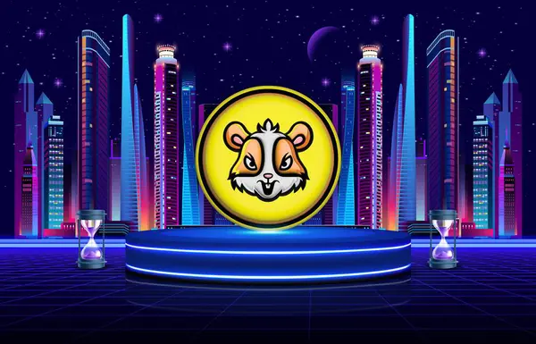 Dijital arka planda hamster-jambon şifreli para birimi logosu çizimleri. 3B çizimler.