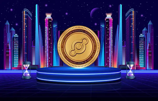 Dijital arkaplanda Helyum-hnt şifreli para birimi resimleri. 3d illüstrasyon.