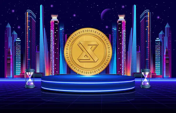 Dijital arkaplanda idex kripto para birimi resimleri. 3d illüstrasyon.