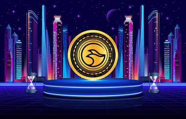 Manta network-manta para şifreli para birimi resmi dijital arkaplanda. 3d illüstrasyon.