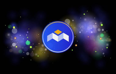 Dijital arkaplanda mbox sanal para birimi resimleri. 3d illüstrasyon