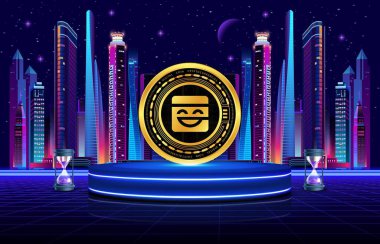 Dijital arkaplanda maske ağ maskeli kripto para biriminin görüntüleri. 3d illüstrasyon.