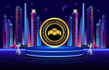 Dijital arkaplanda mbox sanal para birimi resimleri. 3d illüstrasyon