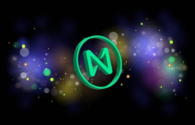 NEAR PROTOCOL coin and logo on digital background. NEAR 3d illustration image.