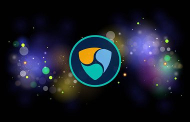 Dijital arkaplanda nem-xem kripto para birimi resimleri. 3d illüstrasyon.