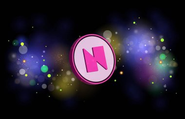 Dijital arkaplanda neon ev- neon-neon sanal para birimi görüntüleri. 3d illüstrasyon.
