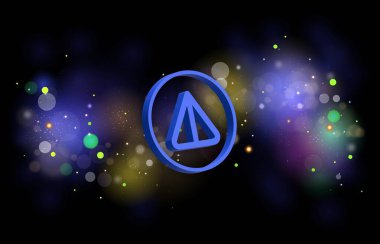 Soyut arkaplanda para değil kripto para birimi logosu çizimleri var. 3d illüstrasyon.