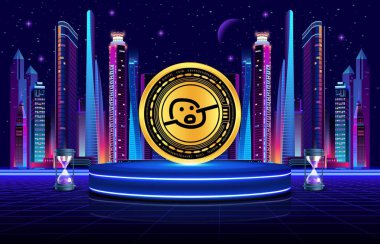 Dijital arkaplanda yeni XAI gork-gork sanal para birimi resmi. 3d illüstrasyon.