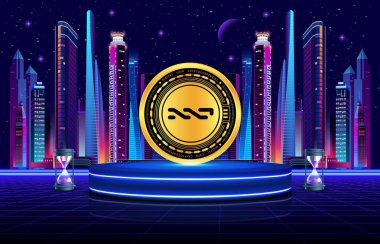 nxt şifreli para birimi resimleri dijital arkaplanda. 3d illüstrasyon.