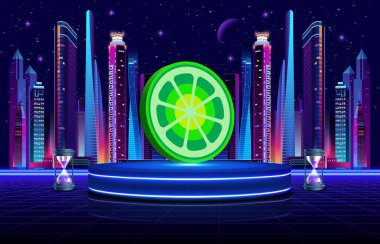 dijital arkaplanda limewire-lmwr sanal para birimi resimleri. 3d illüstrasyon