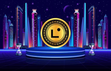 Dijital arkaplanda linea sanal para birimi görüntüsü. 3B çizimler.