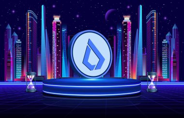 dijital arkaplanda lisk-lsk sanal para birimi resmi. 3d illüstrasyon.