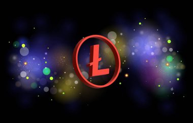 Dijital arkaplanda Litecoin-ltc şifreli para birimi logoları. 3d illüstrasyon.