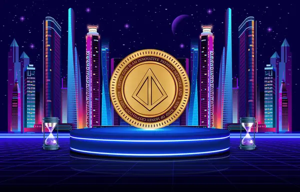 Dijital arkaplanda Loopring-lrc şifreli para birimi logoları. 3d illüstrasyon.