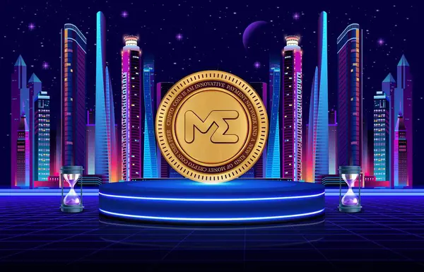 Dijital arka planda sihirli Eden-me kripto para birimi resimleri. 3d illüstrasyon.