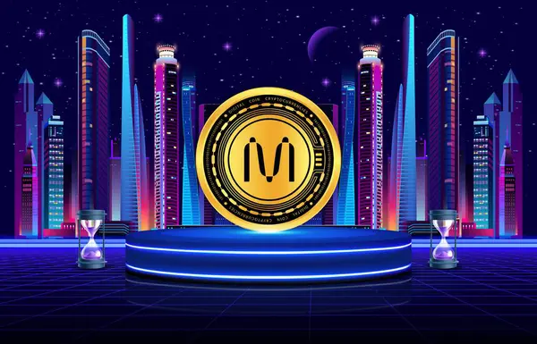 Dijital bir arka planda mina coin sanal para birimi görüntüsü. 3d illüstrasyon.