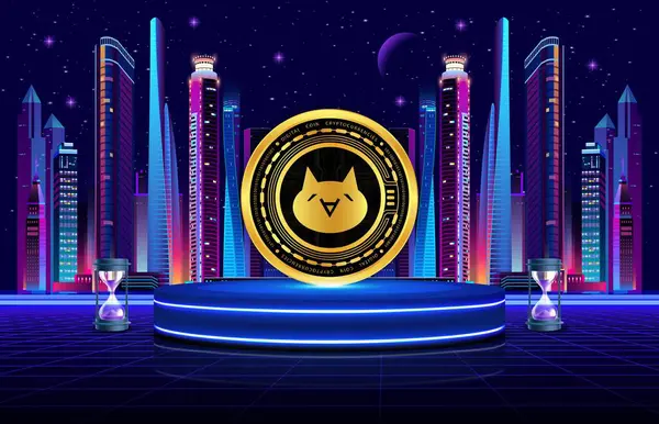 Monacoin-mona şifreli para birimi görüntüleri dijital arkaplanda. 3d illüstrasyon.