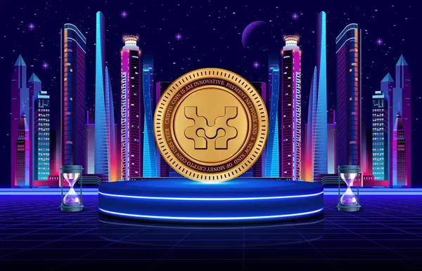 dijital arkaplanda hareket-hareket sanal para birimi resmi. 3d illüstrasyon.