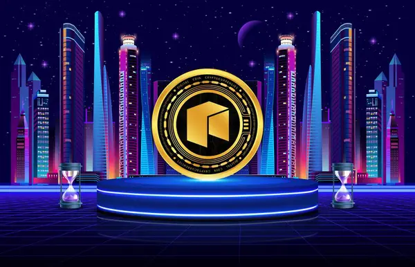 Dijital arkaplanda yeni sanal para birimi görüntüleri. 3d illüstrasyon.