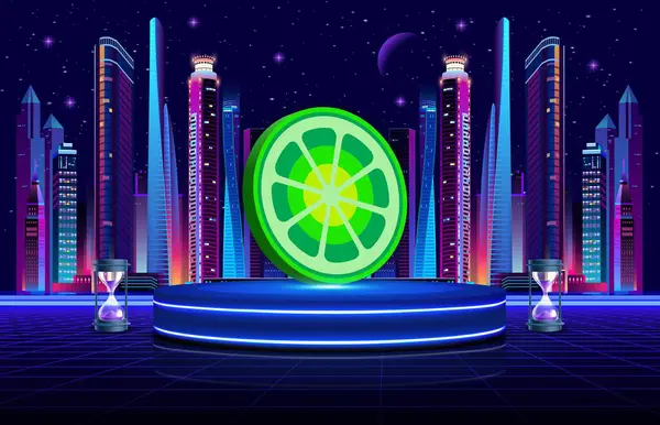 dijital arkaplanda limewire-lmwr sanal para birimi resimleri. 3d illüstrasyon