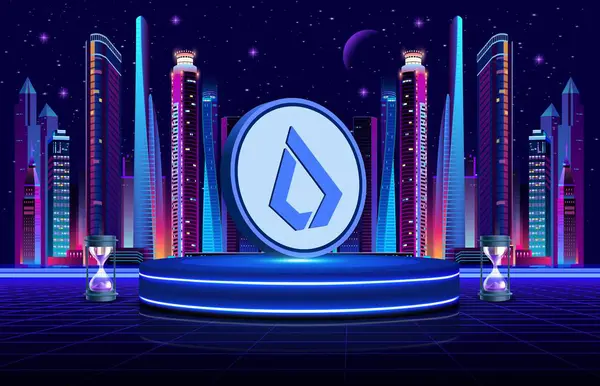 dijital arkaplanda lisk-lsk sanal para birimi resmi. 3d illüstrasyon.