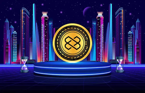 Dijital arkaplanda ağ dokuması şifreli para birimi logoları var. 3d illüstrasyon.