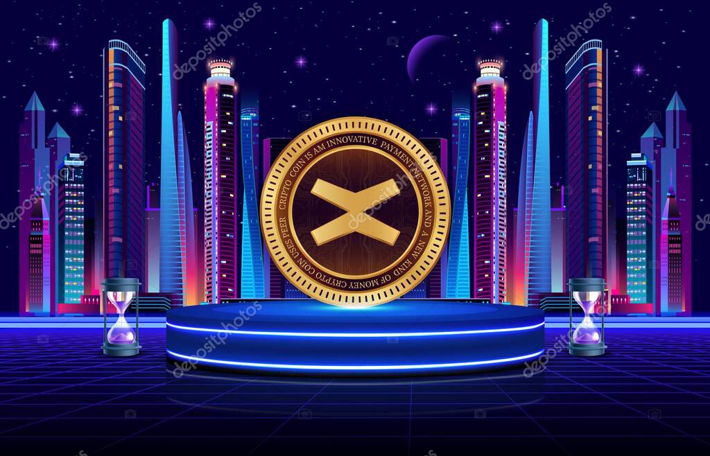 Multivers x-egld cryptocurrency images on digital background. 3d illustration.
