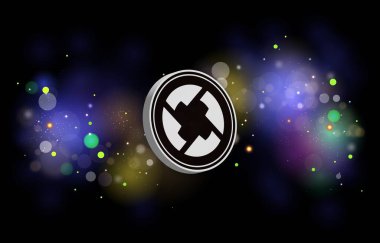 Dijital arka planda öküz-zrx bozuk para logosu resmi. 3d illüstrasyon.