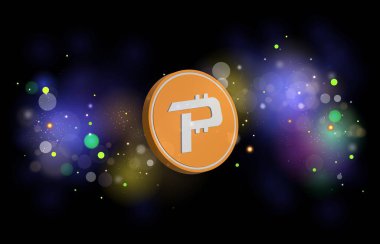 Dijital arkaplanda kripto para birimi logoları var. Pascal-Pasc madeni parası. 3d illüstrasyon.
