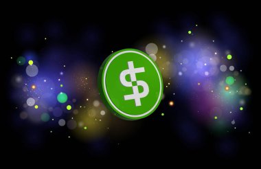 Soyut arkaplanda paxos-usdp şifreli para birimi çizimleri. 3d illüstrasyon.