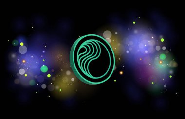Dijital arkaplanda perlin-perl sanal para birimi resimleri. 3d illüstrasyon.
